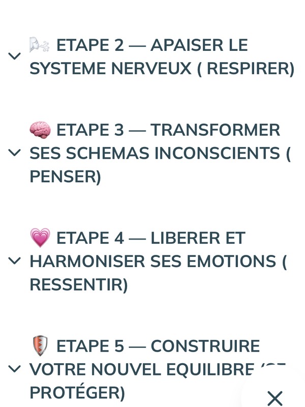 Les étapes 2 à 5 du programme : respirer, penser, ressentir, se protéger